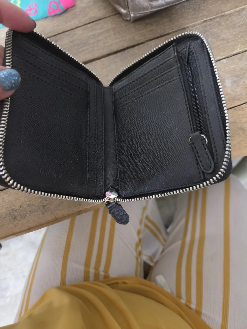 DKNY Leopard Print Zip Wallet in Gray